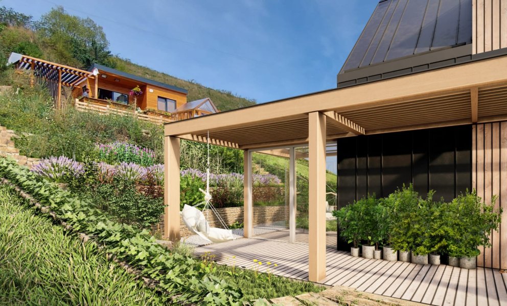 Projekt domu so stavebným povolením a pozemkom so základovou doskou - Ľubica