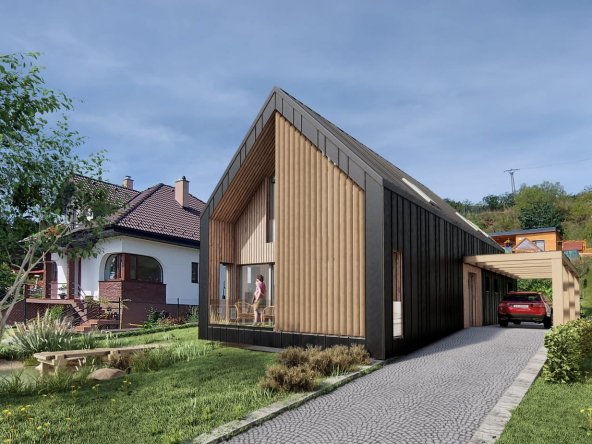 Projekt domu so stavebným povolením a pozemkom so základovou doskou - Ľubica