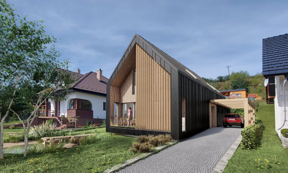 Projekt domu so stavebným povolením a pozemkom so základovou doskou - Ľubica